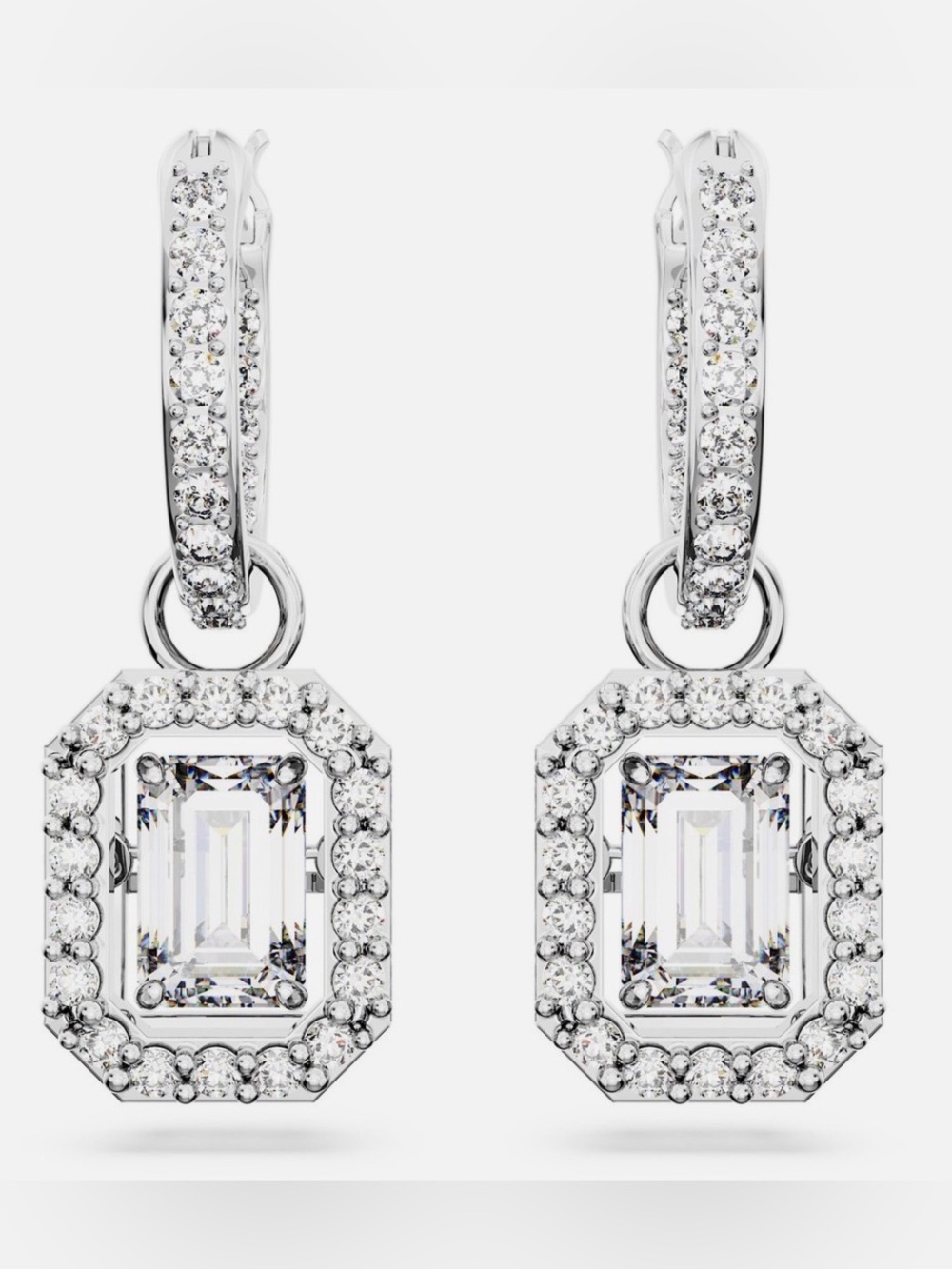 🆕 Swarovski Millenia Drop Earrings Octagon Cut White Rhodium Plated NWT